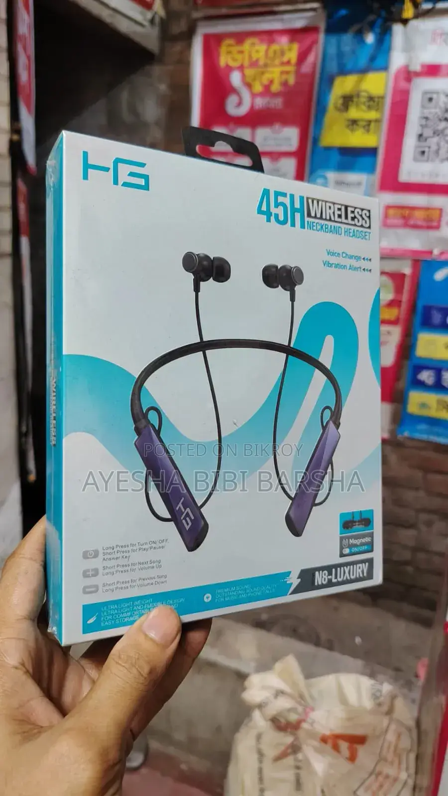 Yg Wireless Neckband Bluetooth Headset – 45 Hours Battery Backup