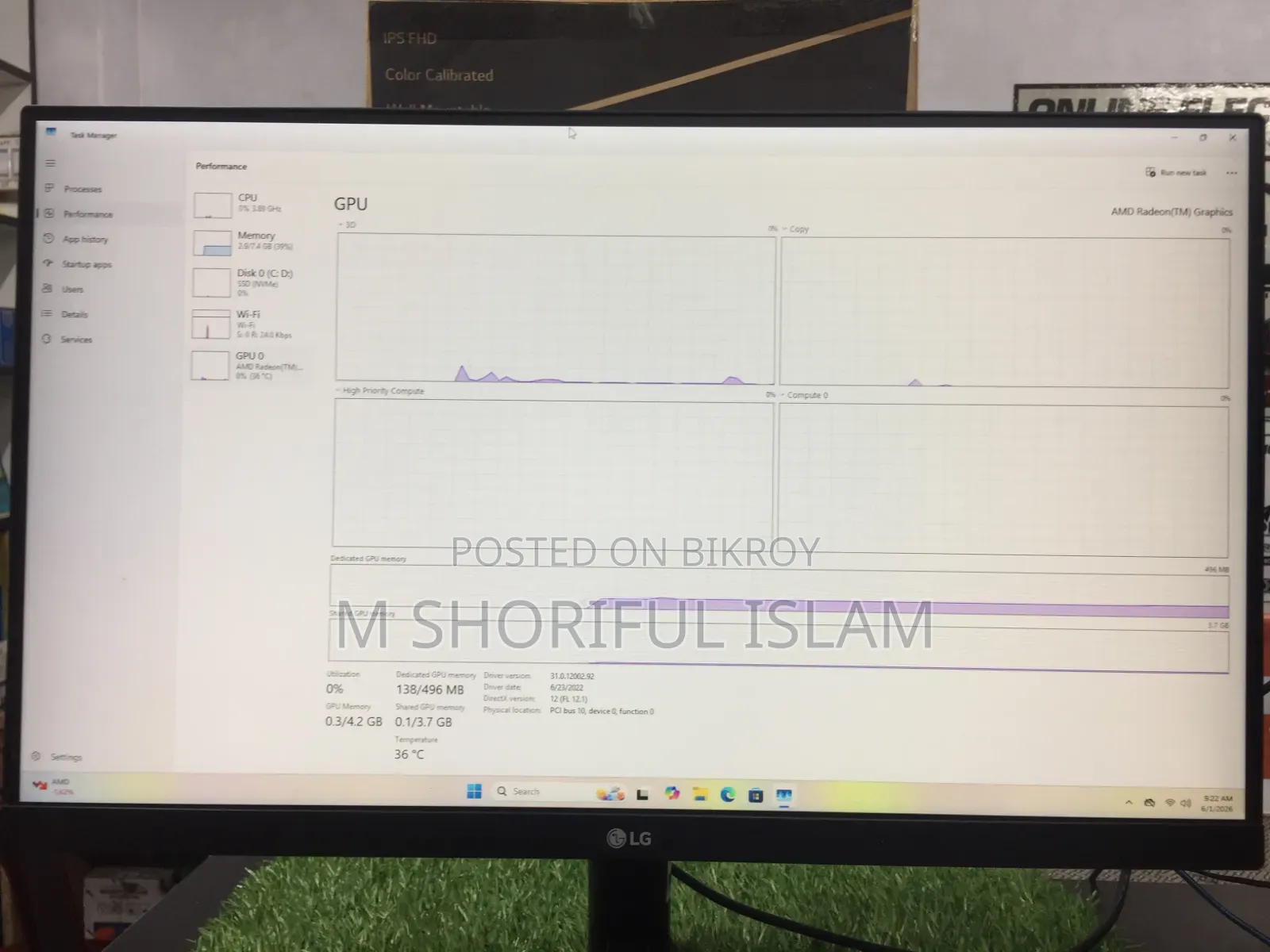Desktop Computer 8GB AMD Ryzen 7 SSD 128GB