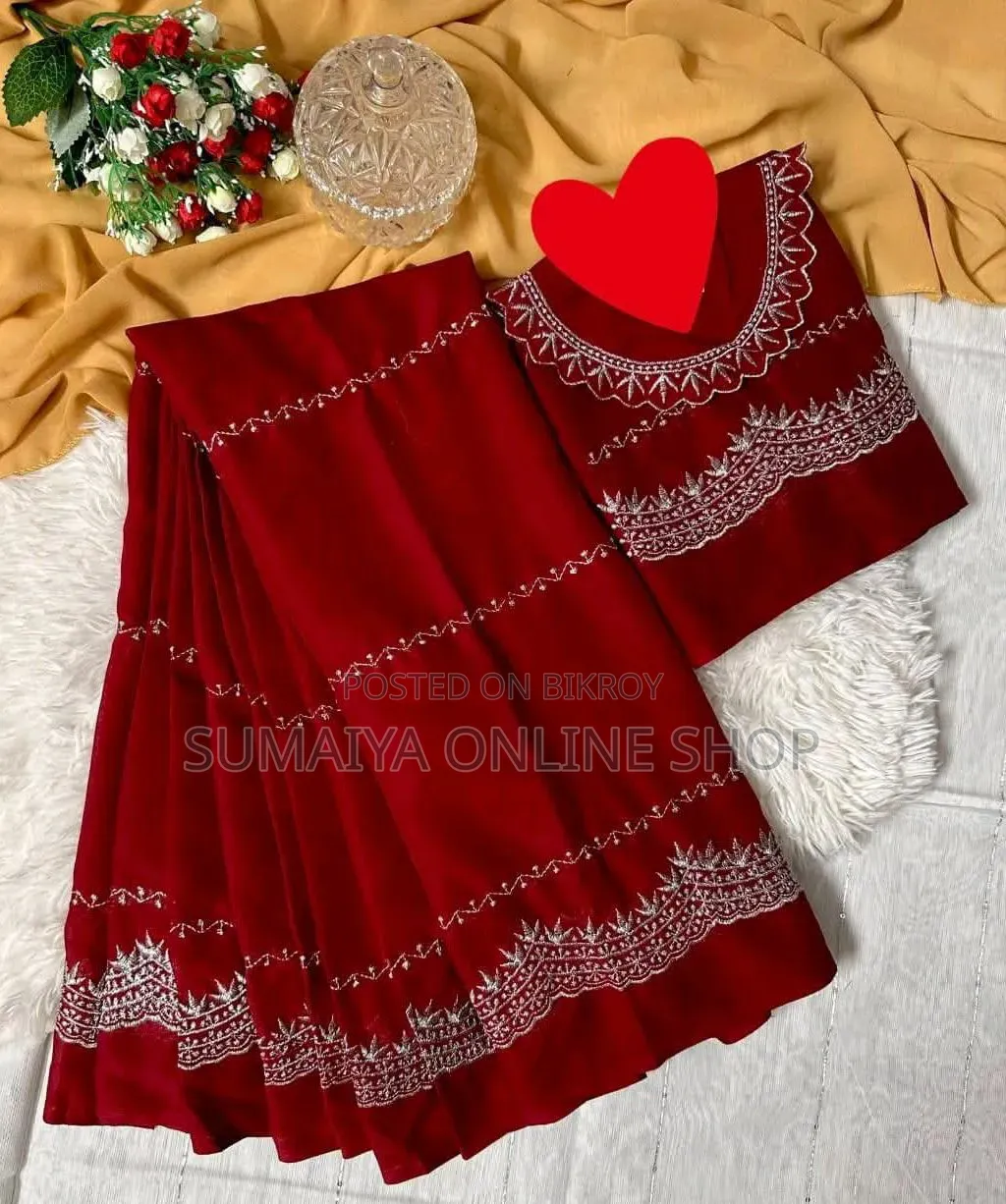 Georgette Embroidery Sharee With Blouse Piece