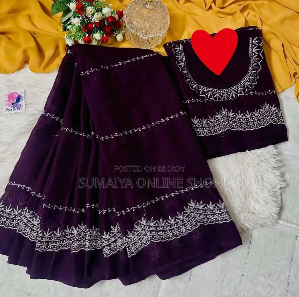 Georgette Embroidery Sharee With Blouse Piece