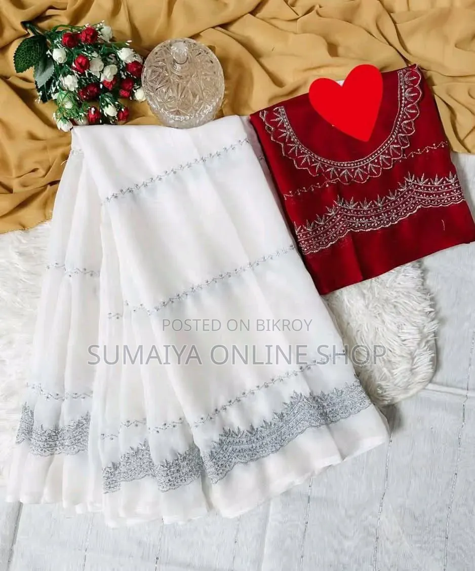 Georgette Embroidery Sharee With Blouse Piece