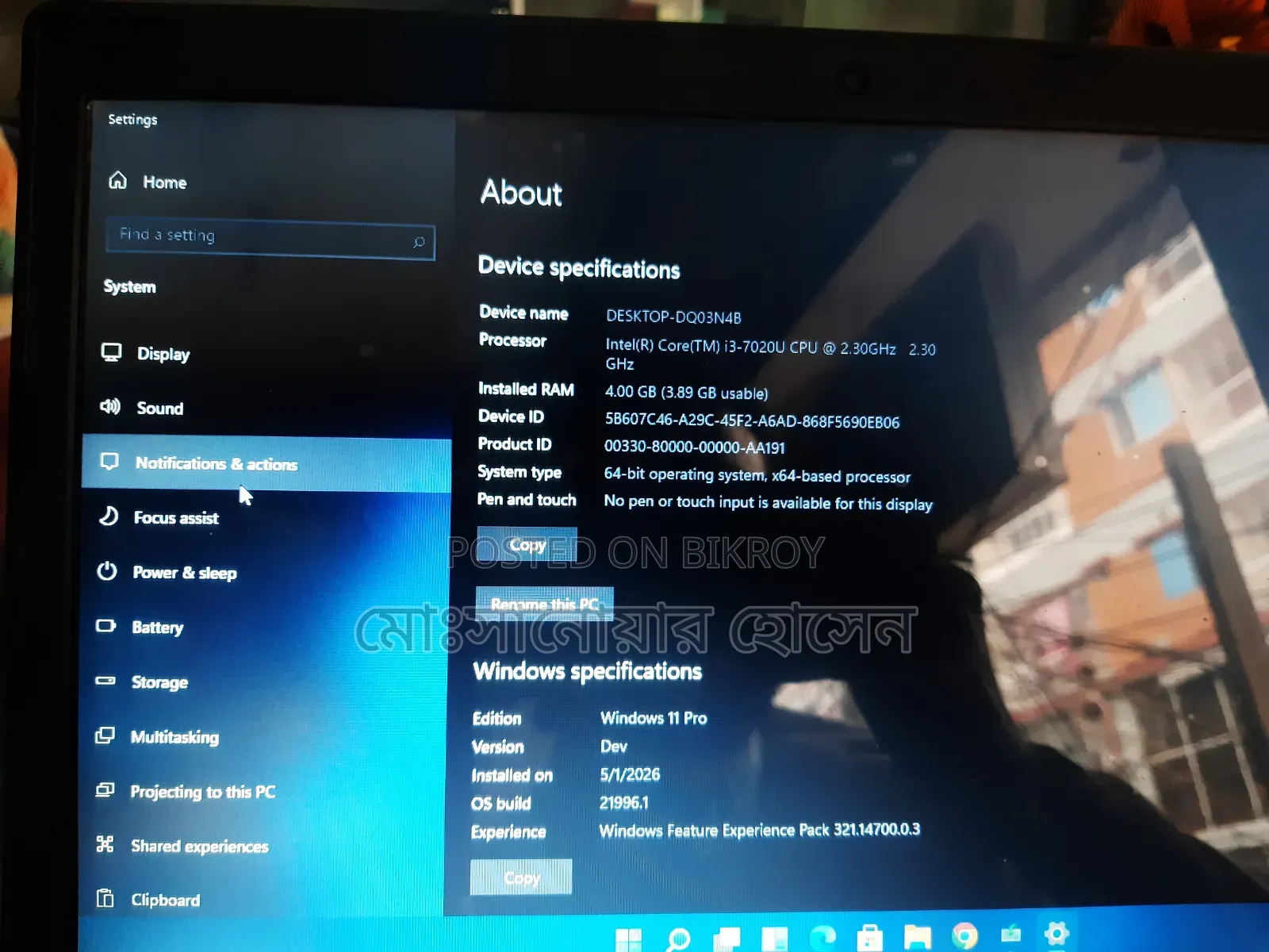 Laptop 4GB Intel Core I3 SSD 500GB