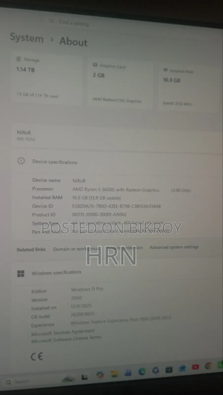 Desktop Computer 16GB AMD Ryzen 5 SSD 1TB
