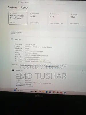 Desktop Computer 16GB AMD Ryzen 7 SSD 1TB