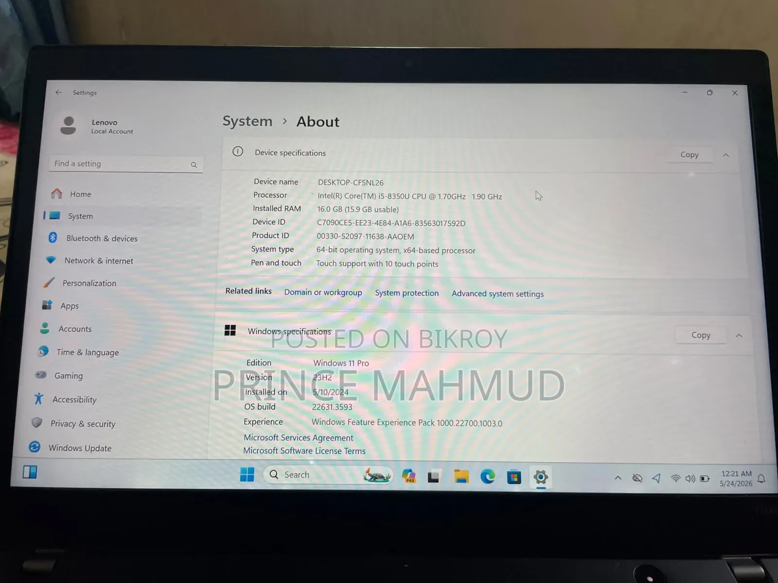 Laptop Lenovo ThinkPad T480s 16GB Intel Core i5 SSD 512GB