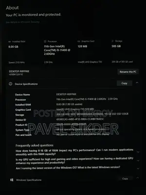 Desktop Computer 8GB Intel Core I5 HDD+SSD 500GB
