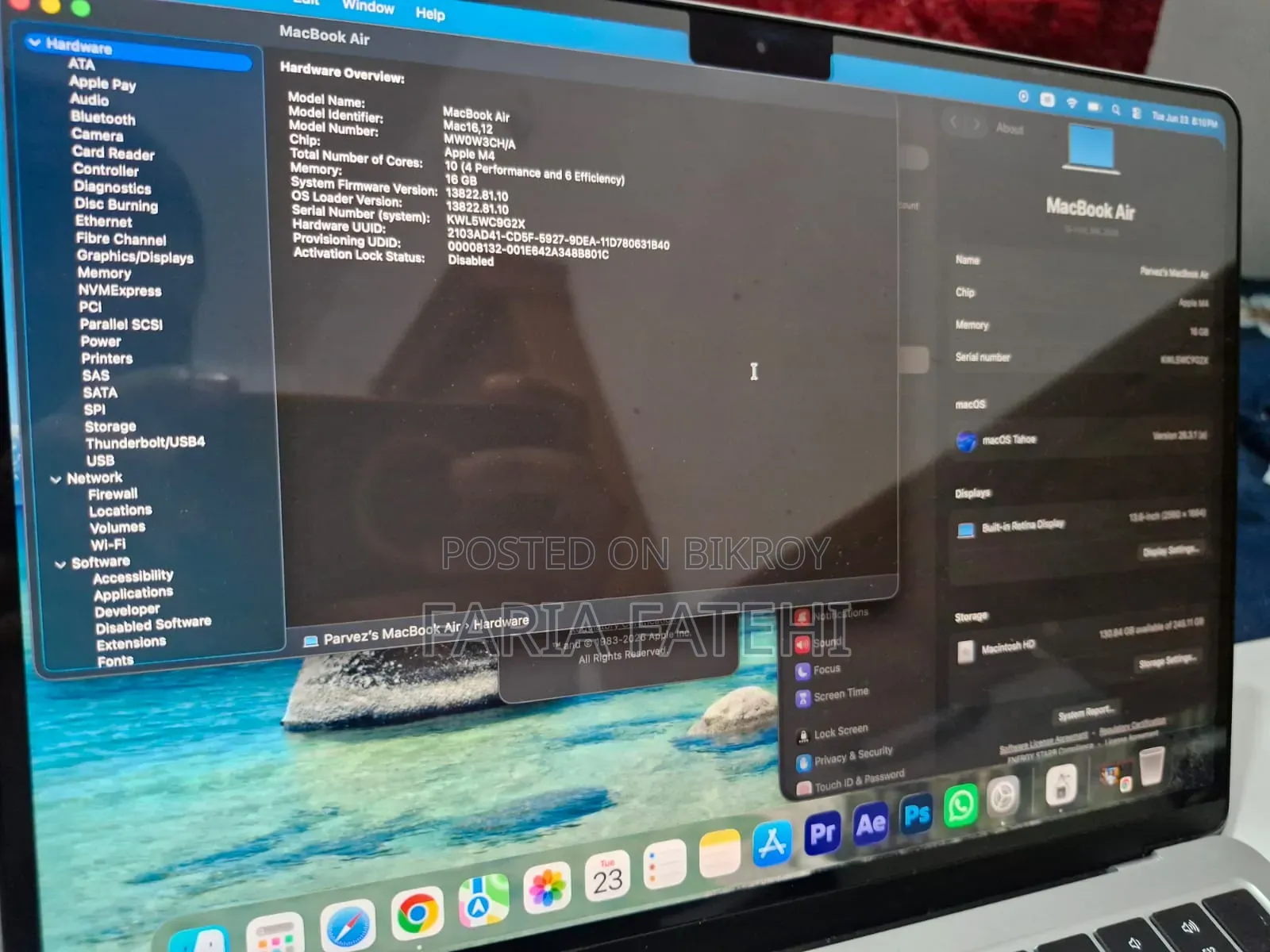 New Laptop Apple MacBook Air 2025 M4 16GB Apple M4 SSD 256GB