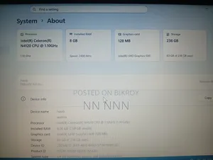 Laptop 8GB Intel Celeron SSD 256GB