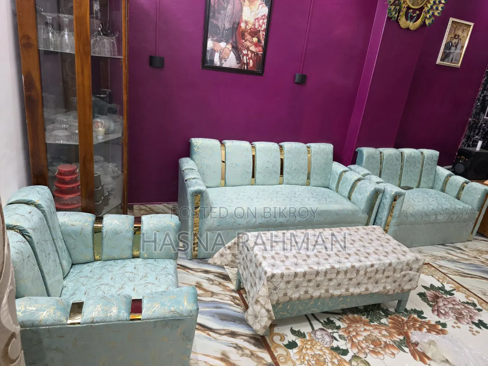 Teak Wood 6-Seater Sofa