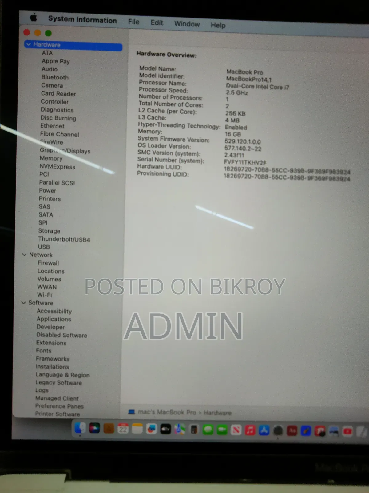 Laptop Apple MacBook Pro 2016 16GB Intel Core 7 eMMC 512GB