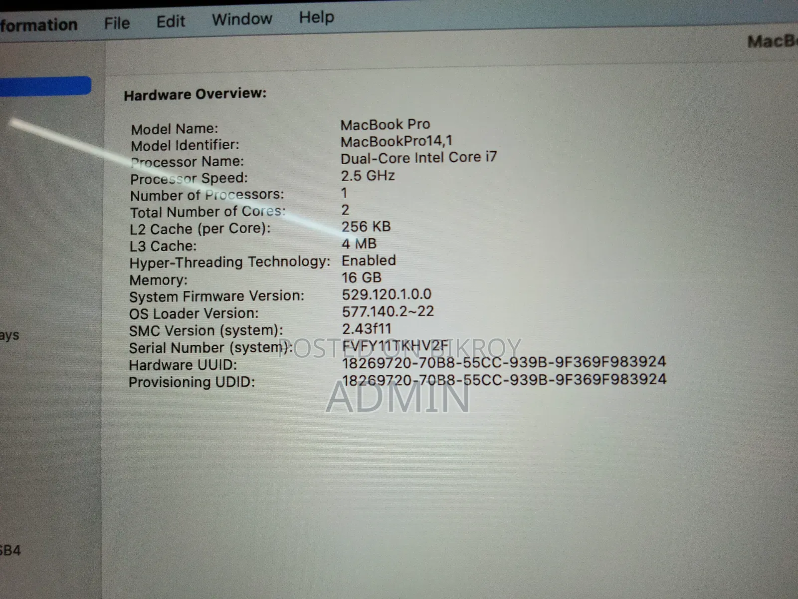Laptop Apple MacBook Pro 2016 16GB Intel Core 7 eMMC 512GB