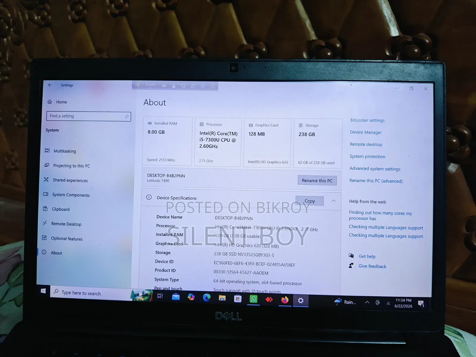 Laptop Dell Latitude 7490 8GB Intel Core I5 SSD 256GB
