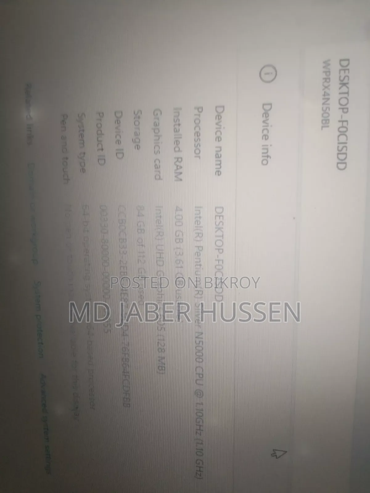 Laptop 4GB RAM HDD+SSD 128GB