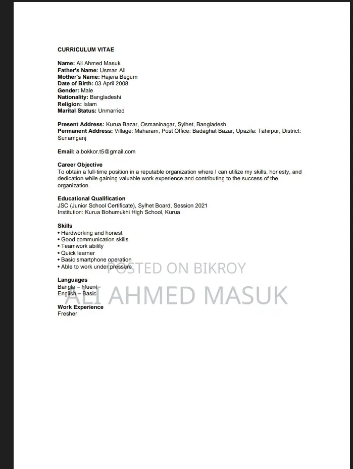 Sales, Marketing job need