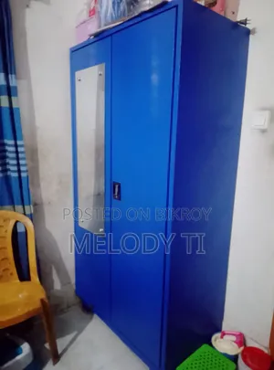 This is a steel wardrobe used for storing clothes