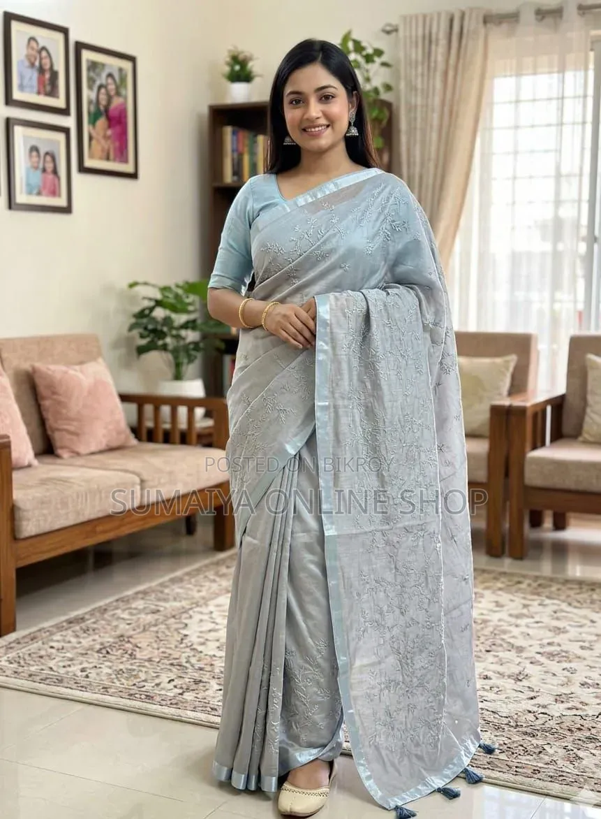 Embroidery Premium Half Silk Sharee