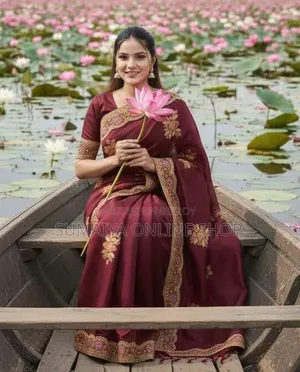 Premium Embroidery Semi Moslin Sharee