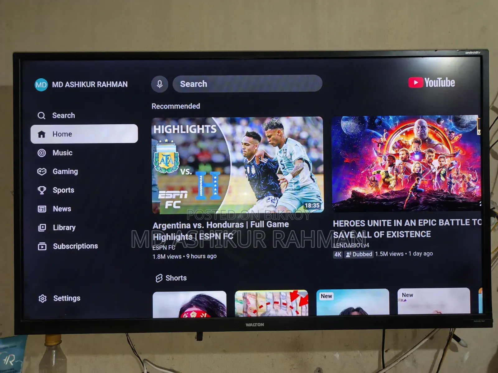 Walton Android TV 43 Inch Display Google Bluetooth System HD Display