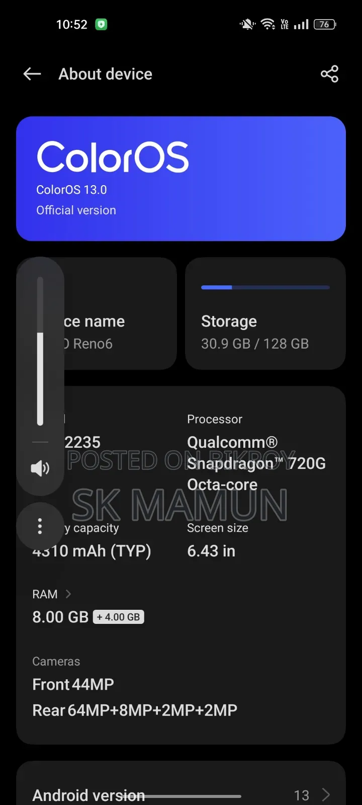 Oppo Reno6 128 GB Black