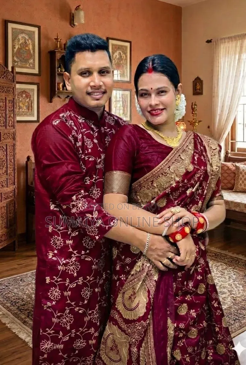 শাড়ি পাঞ্জাবি কাপল ড্রেস সাথে ব্লাউজ পিস