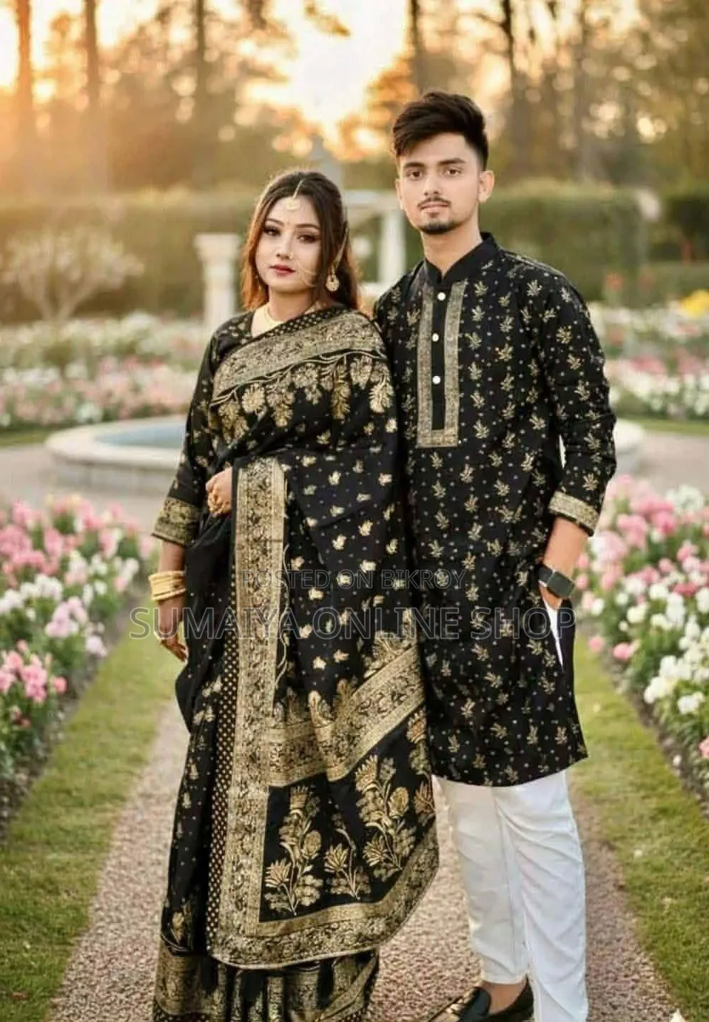 শাড়ি পাঞ্জাবি কাপল ড্রেস সাথে ব্লাউজ পিস