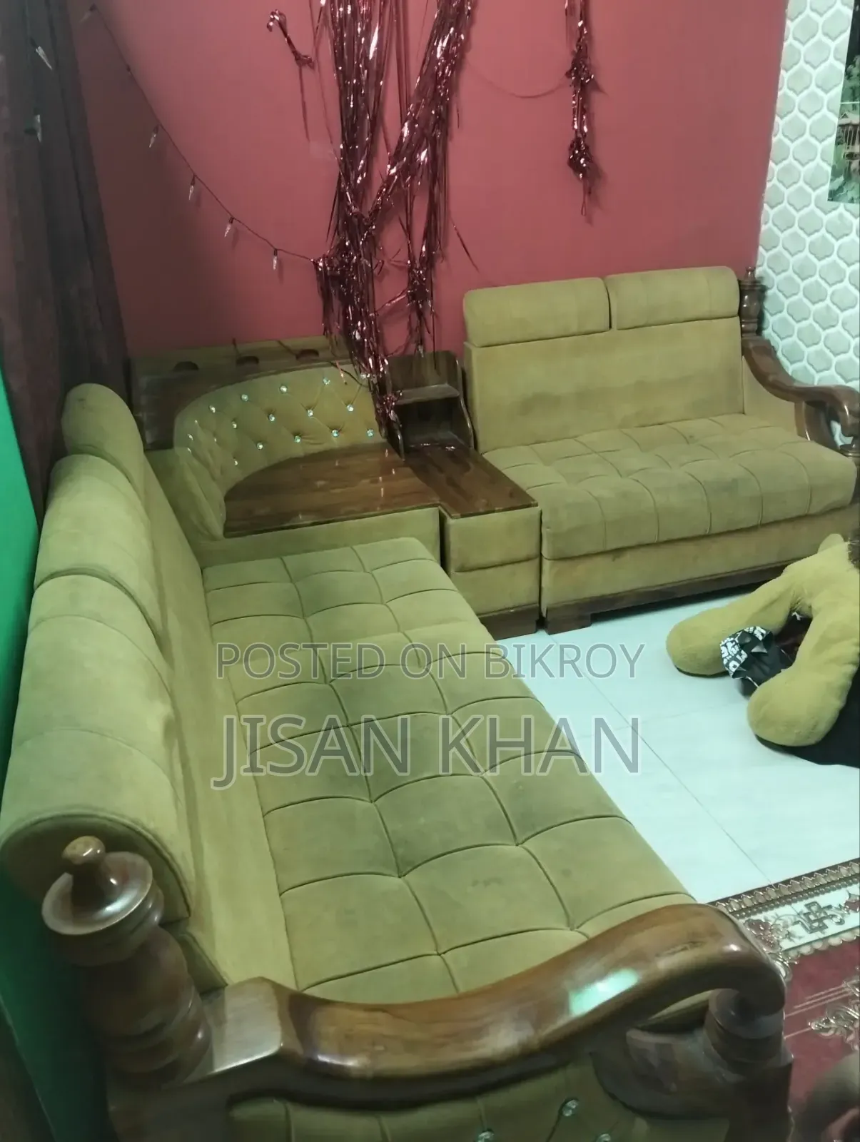 L Shape Segun Wood Fresh Sofa Set Urgent Sell