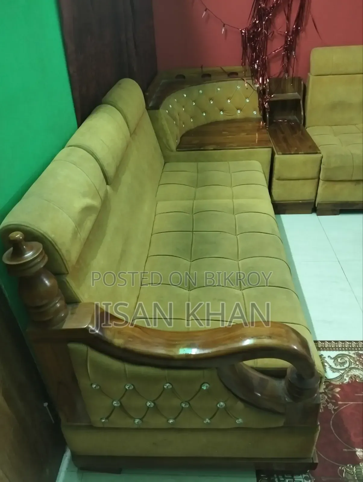 L Shape Segun Wood Fresh Sofa Set Urgent Sell