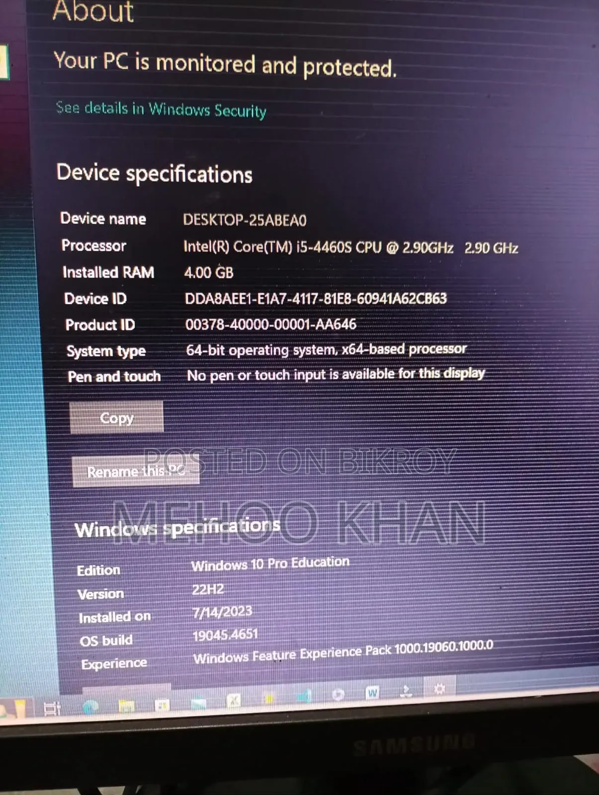 Desktop Computer 4GB Intel Core i3 HDD 512GB