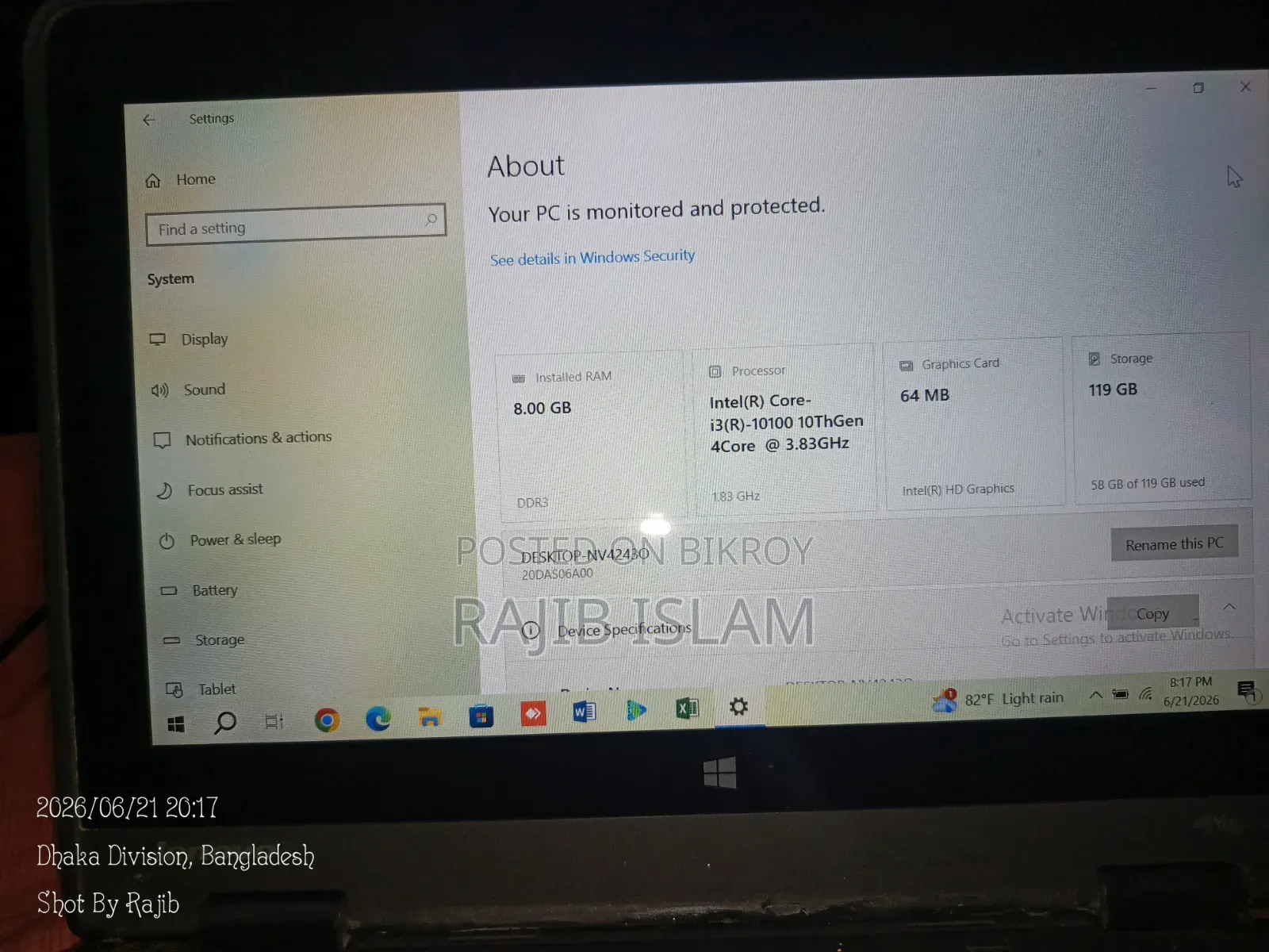 Laptop Lenovo ThinkPad T490s 8GB Intel Core i3 SSD 128GB