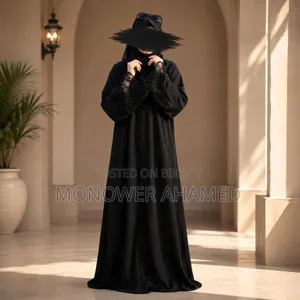 Premium Dubai Cherry Fabric: Elegant Lace Abaya Borka