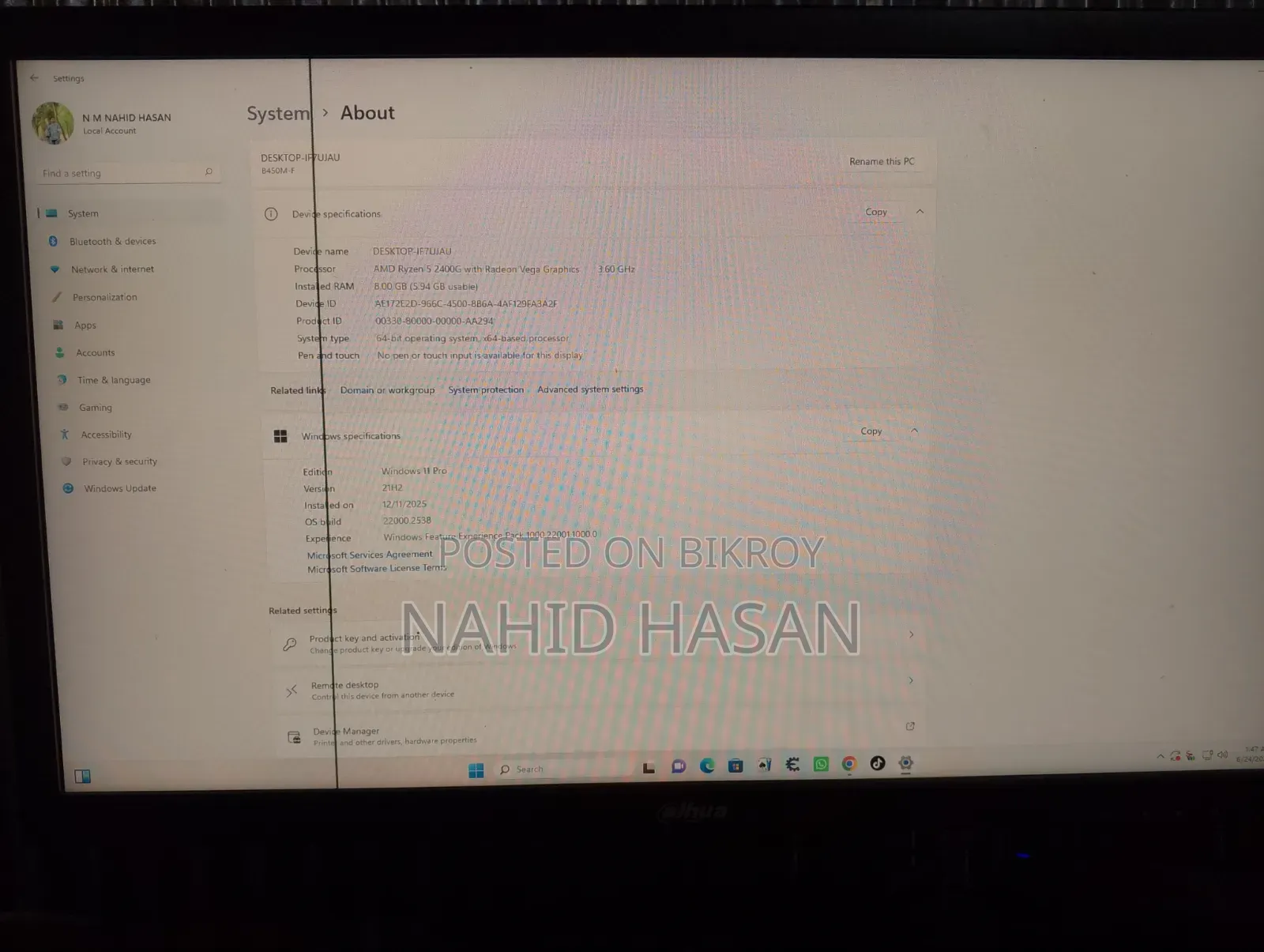 Desktop Computer Gigabyte GB-BACE-3000 8GB AMD Ryzen 5 SSD 128GB