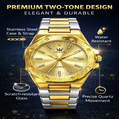 Olevs 3613 Golden Watch Multi Functional Stainless Steel Men Watch