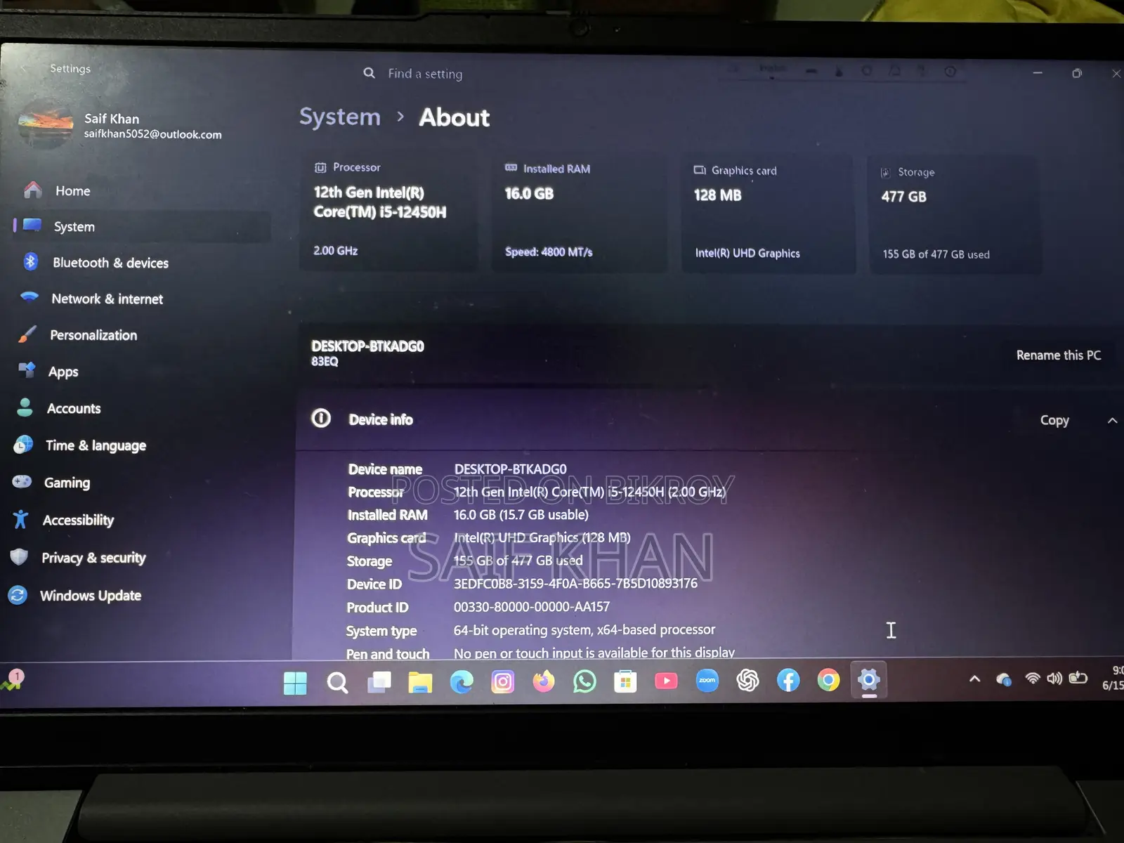 Laptop Lenovo Ideapad 3 16GB Intel Core I5 SSD 512GB