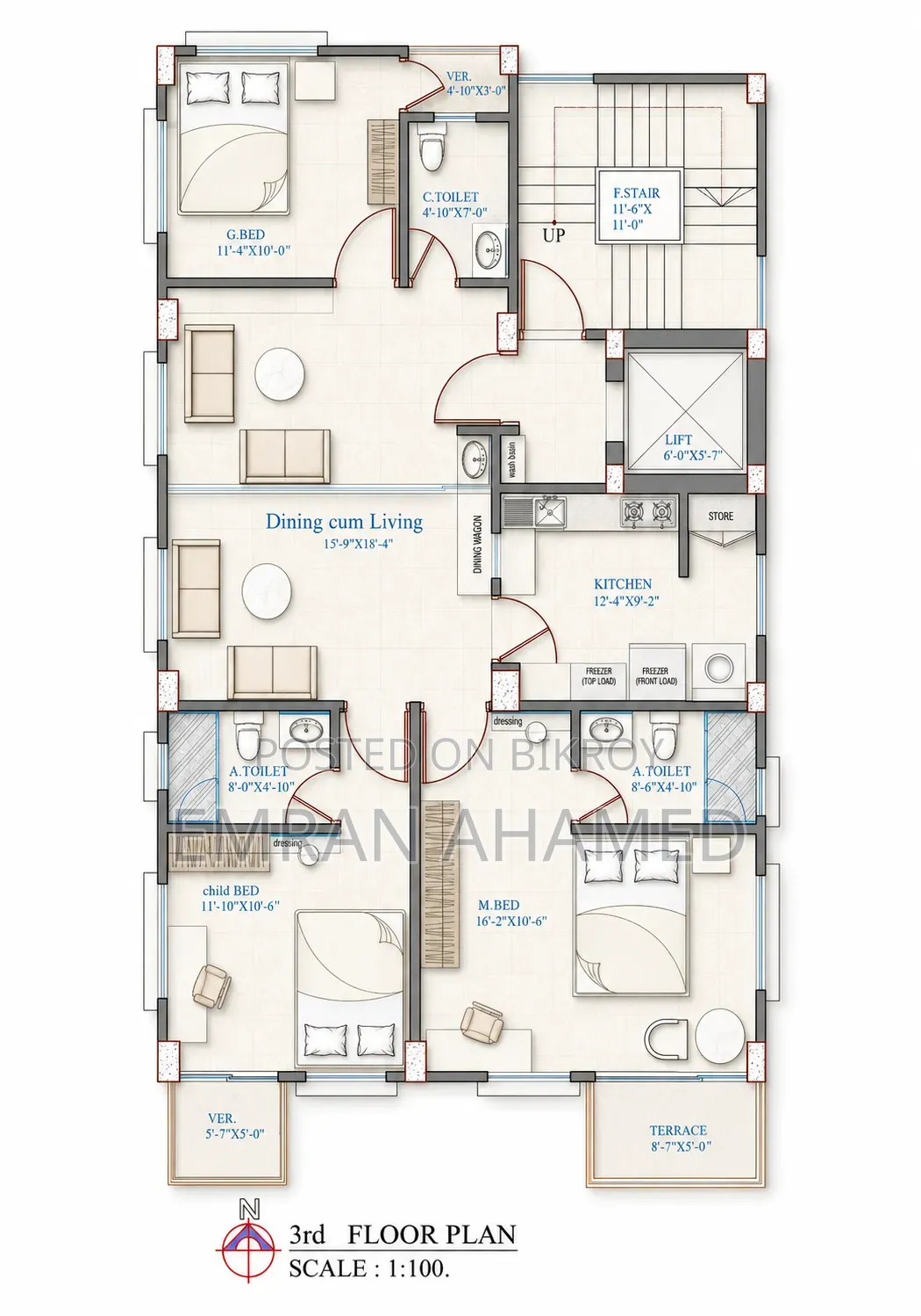 3-bedroom Apartment in Uttara for sale