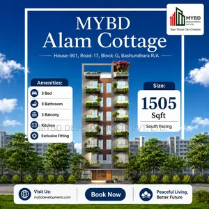 ৩ বেডরুমের অ্যাপার্টমেন্ট মাইবিডি আলম কটেজ, বসুন্ধরায় বিক্রয়ের জন্য