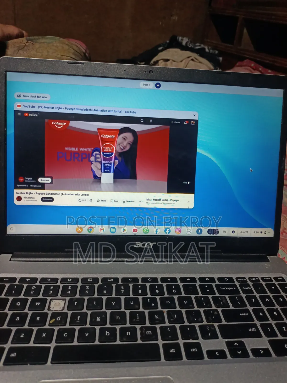 Laptop Acer Chromebook 11 4GB Intel Celeron eMMC 6T