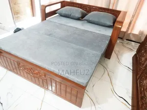Modern Stylish and Durable Mahogany Wood Sofa-cum-Bed