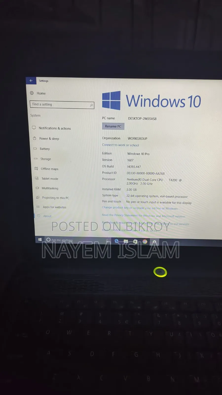 Laptop Acer Aspire 7730 3GB Intel Pentium HDD+SSD 320GB