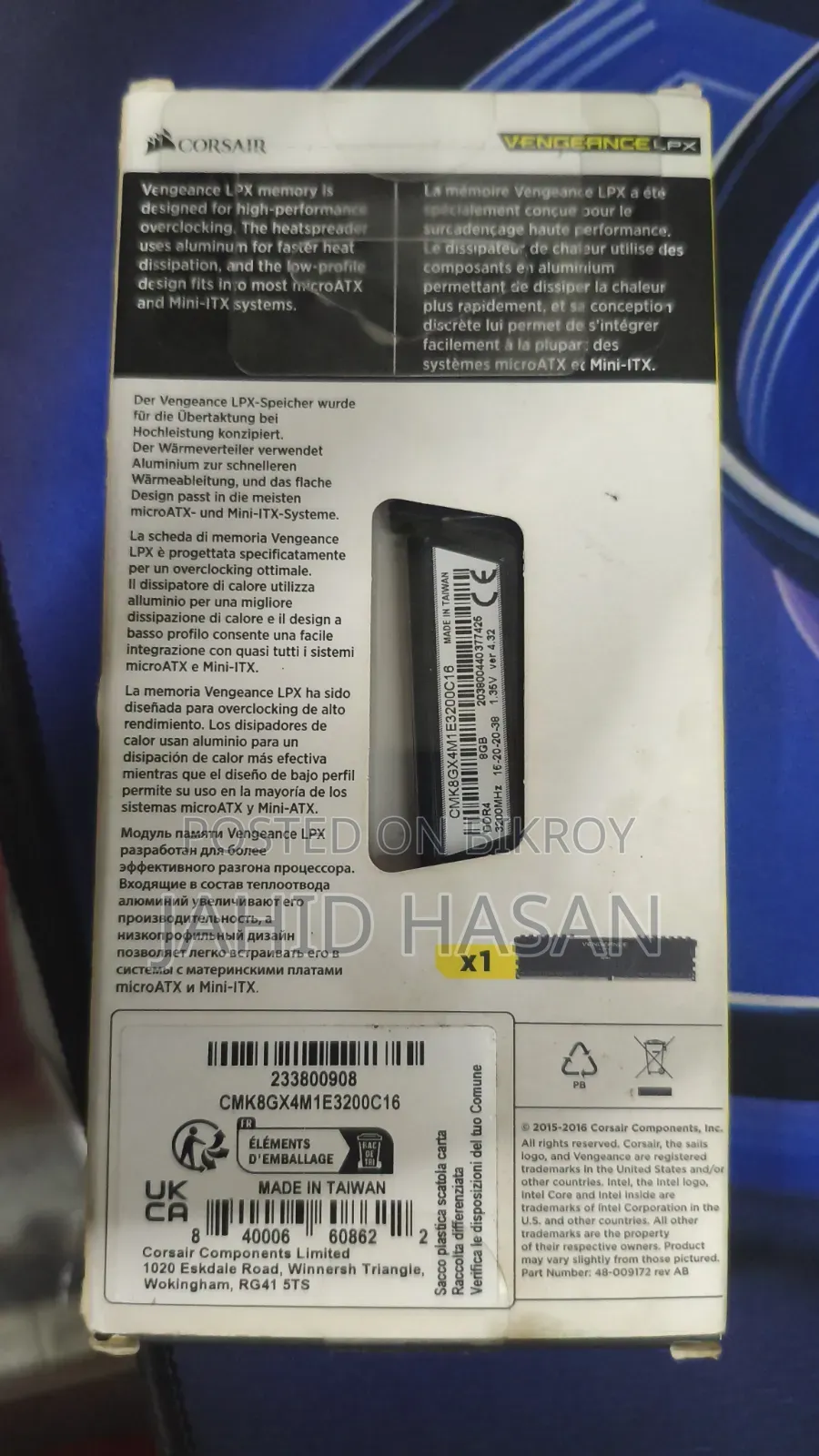 Corsair Ddr 4-8gb Ram