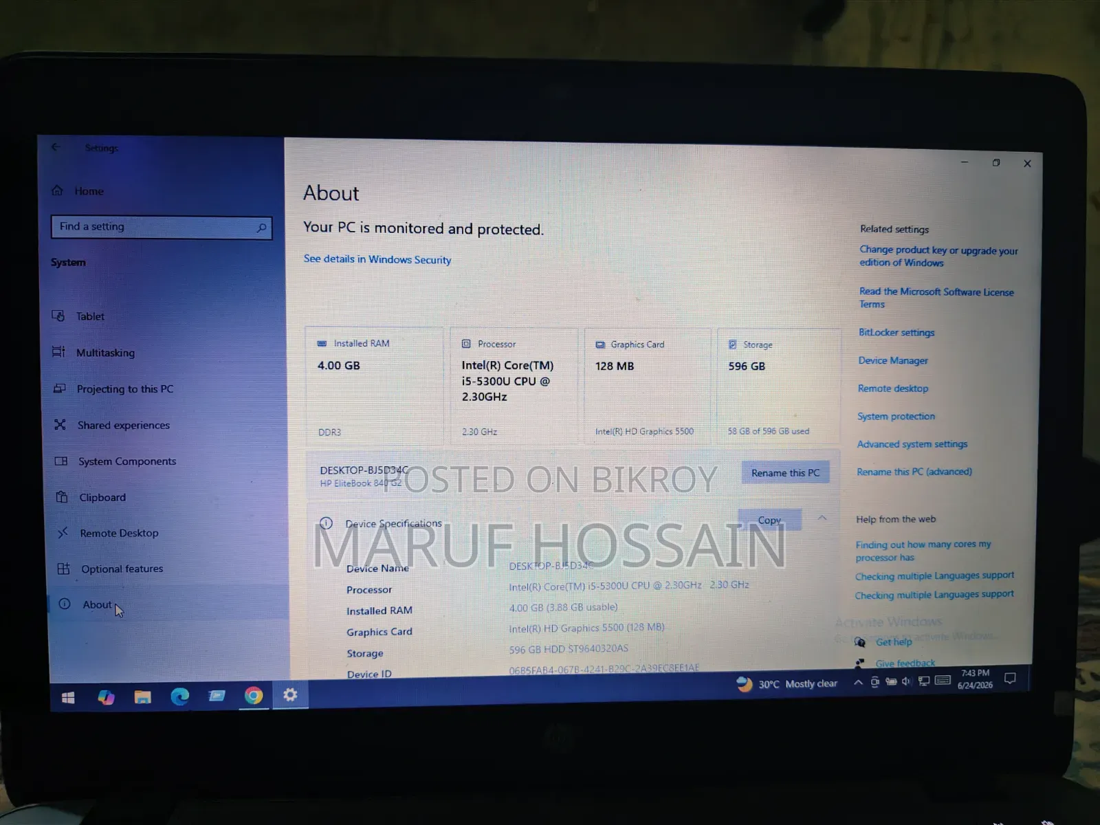 Laptop HP EliteBook 840 G2 4GB Intel Core I5 HDD 640GB
