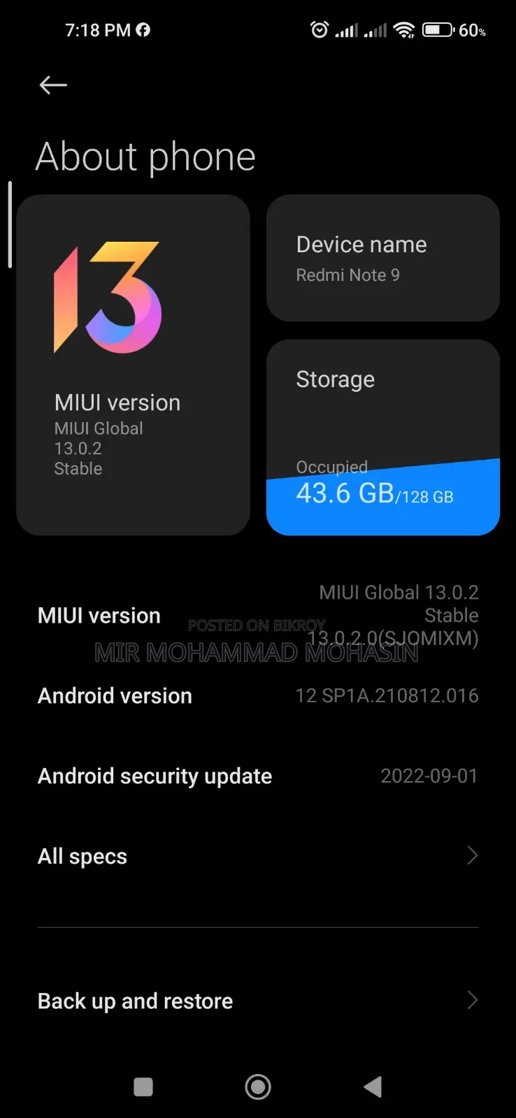 Xiaomi Redmi Note 9 128 GB Purple