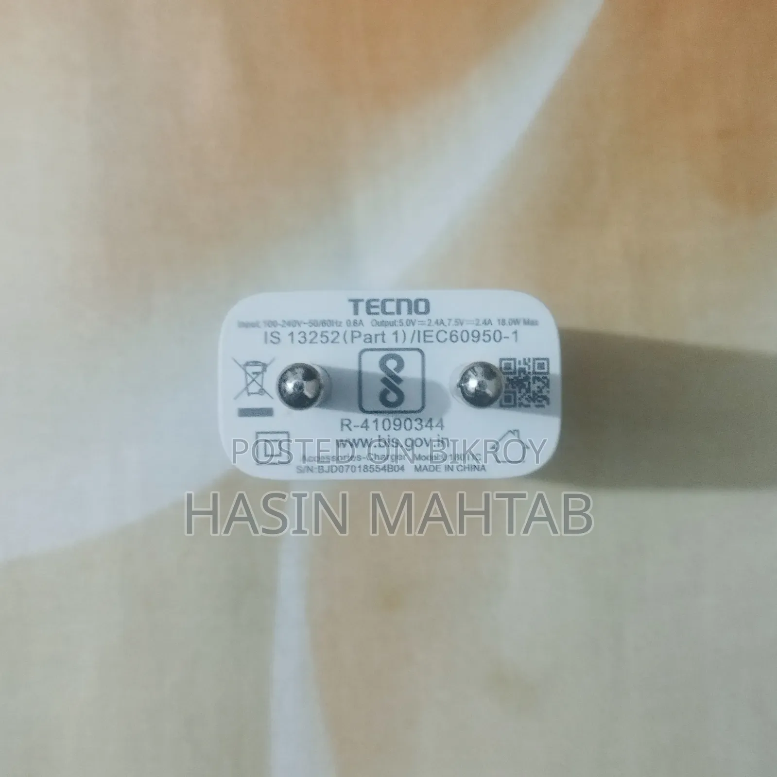 Tecno 18 Watt Charger With Original Cable