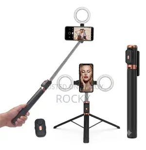 Plokama Live- Pro 5.5 Ft Selfie Stick With Tripod Stand Ring Light