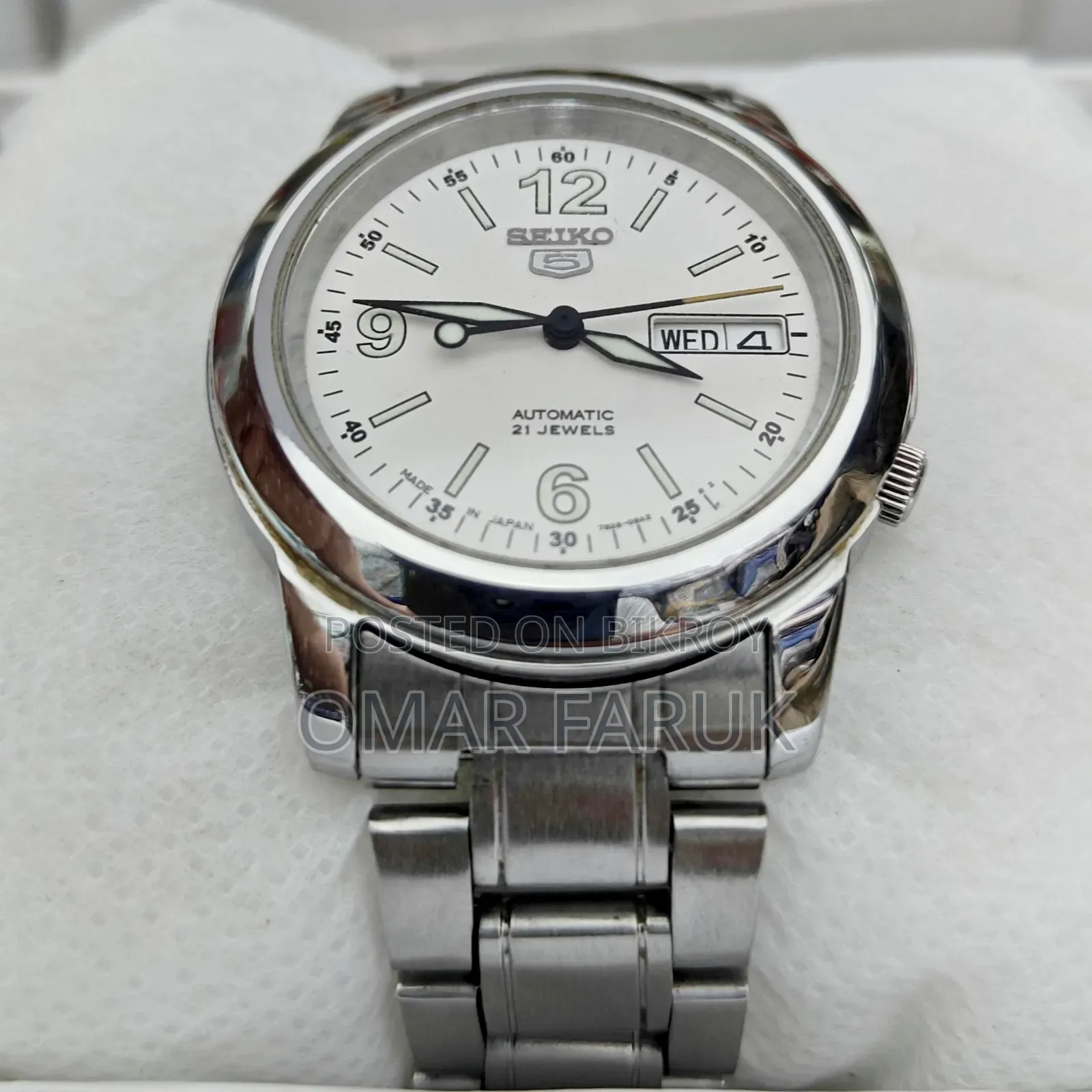 Seiko 5 Automatic 21 Jewels White Dial Men's Watch (Made in Japan)