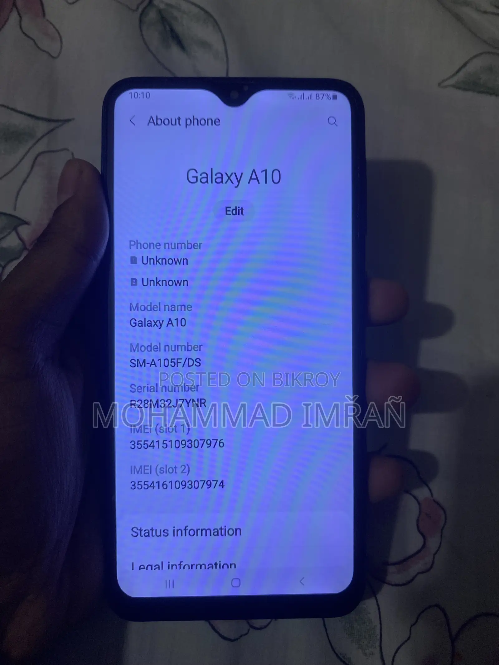 Samsung A10 32 GB Blue