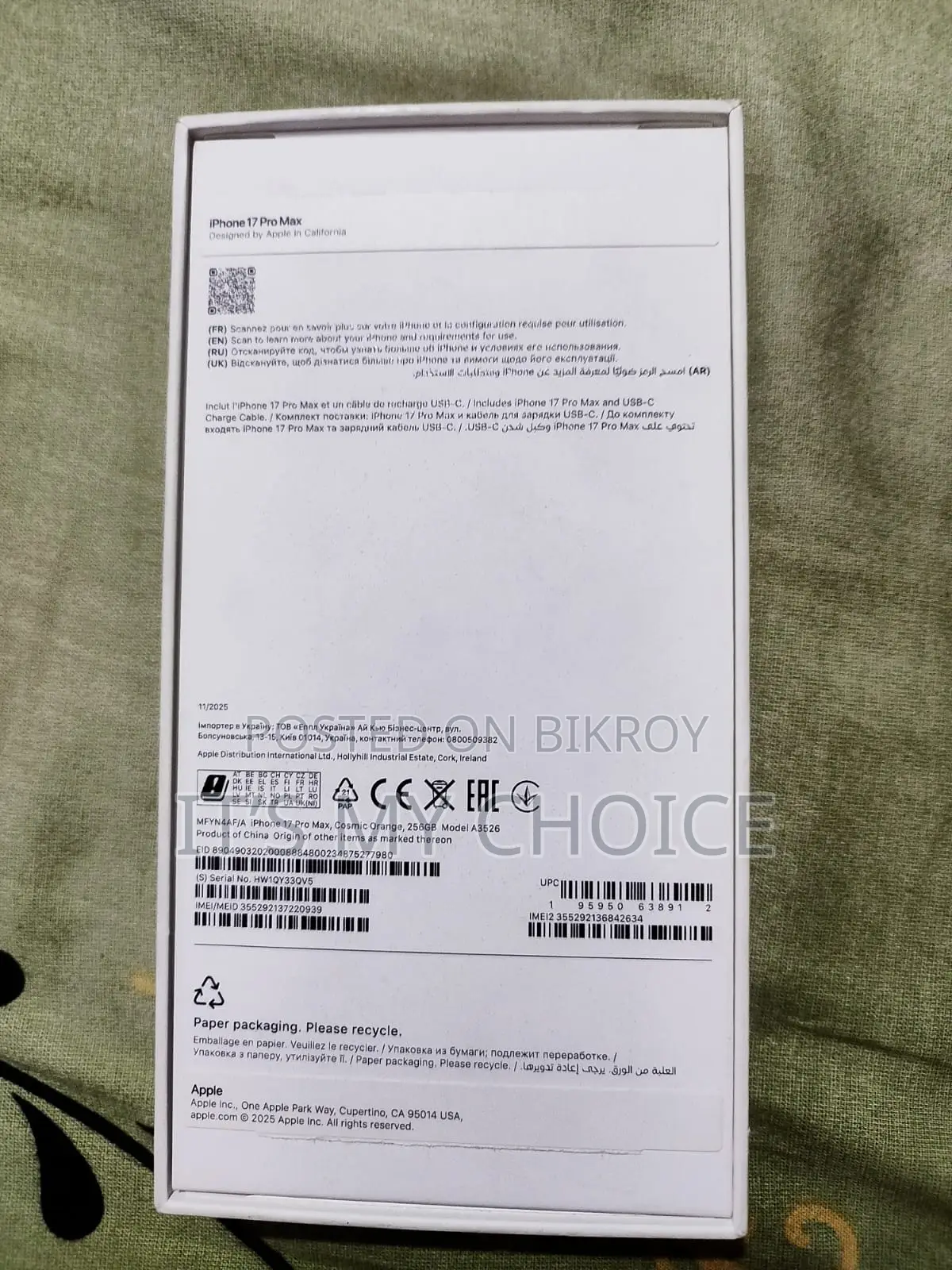 New Apple iPhone 17 Pro Max 256 GB Orange