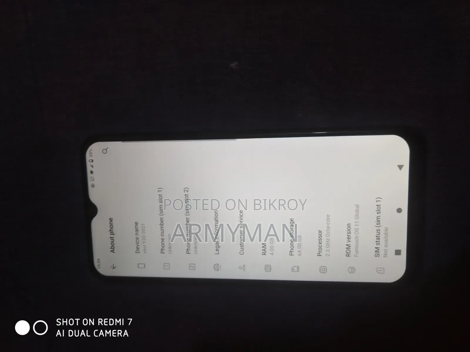 Vivo Y20 2021 64 GB Blue
