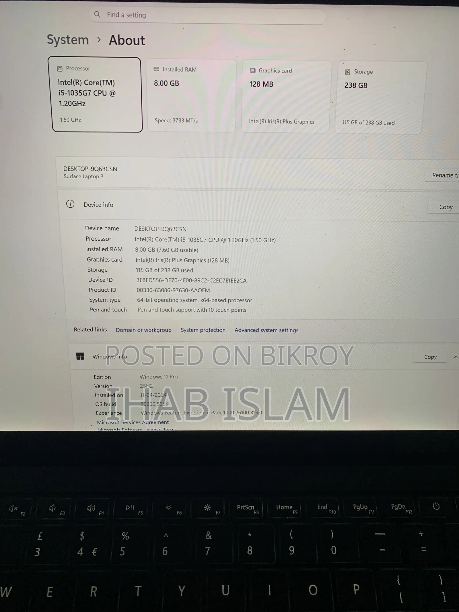 Laptop Microsoft Surface Laptop 3 8GB Intel Core i5 SSD 256GB