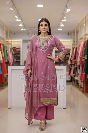 Ready-made Georgette Dollar and Embroidery Work Three-Piece