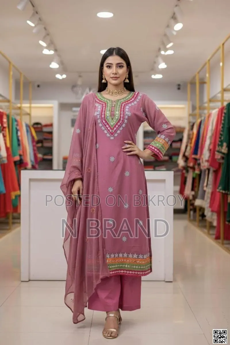 Readymade Georgette Dollar and Embroidery Work Three Piece Mr